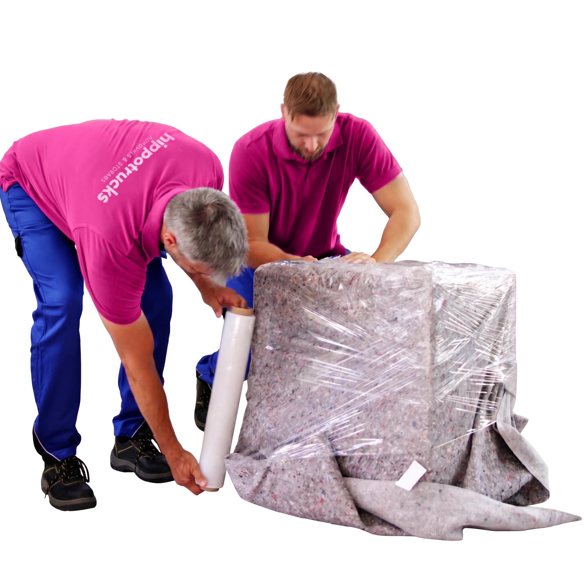 Hippo movers wrapping and protecting furniture